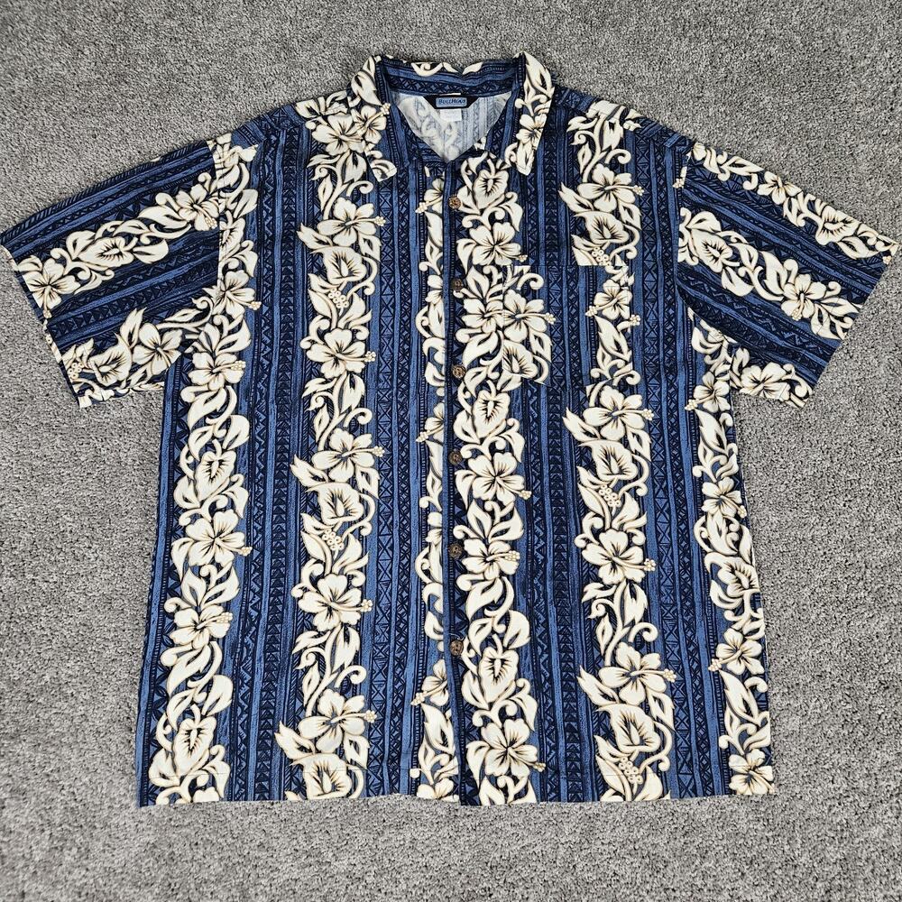 Vtg Bullhead Shirt Mens Medium Blue Hawaiian